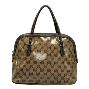 GUCCI handbag beige dark brown leather